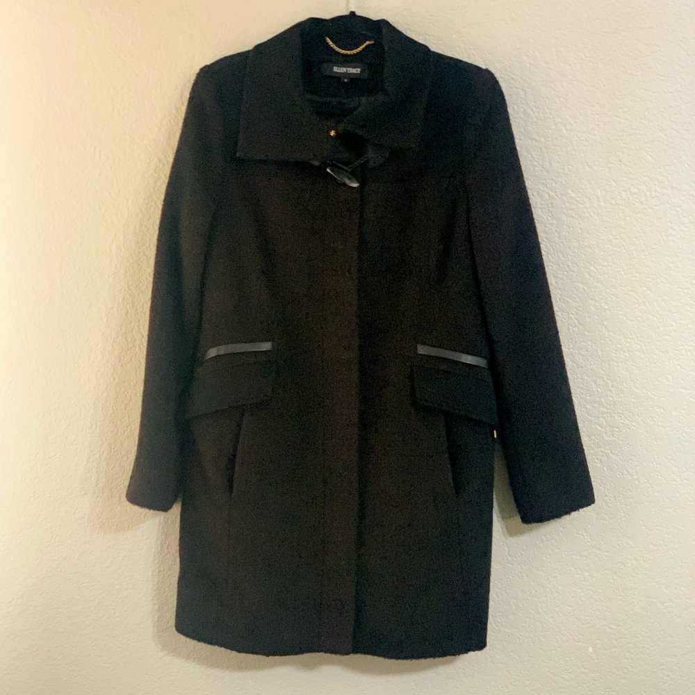 ELLEN TRACY BLACK WOOL DRESS COAT - LIKE NEW